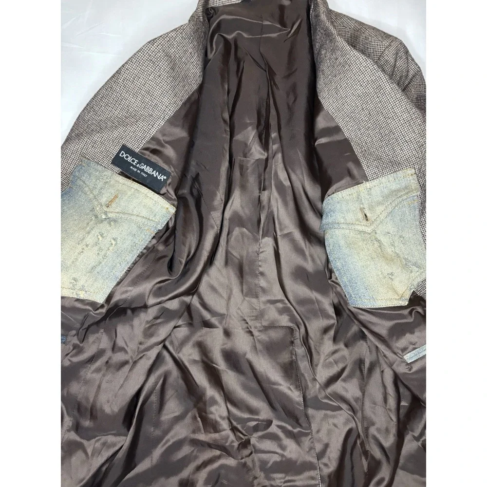 Dolce And Gabbana Men's Brown Herringbone Wool‎ Blend Sport Coat Blazer 46 Italy